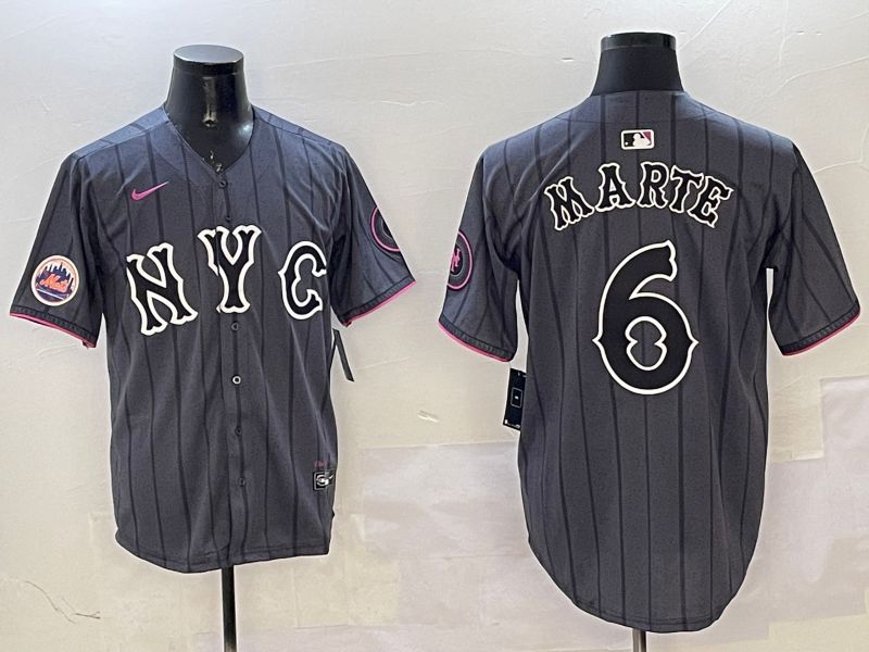 Men New York Mets #6 Marte Black City Edition 2025 Nike MLB Jersey style 2